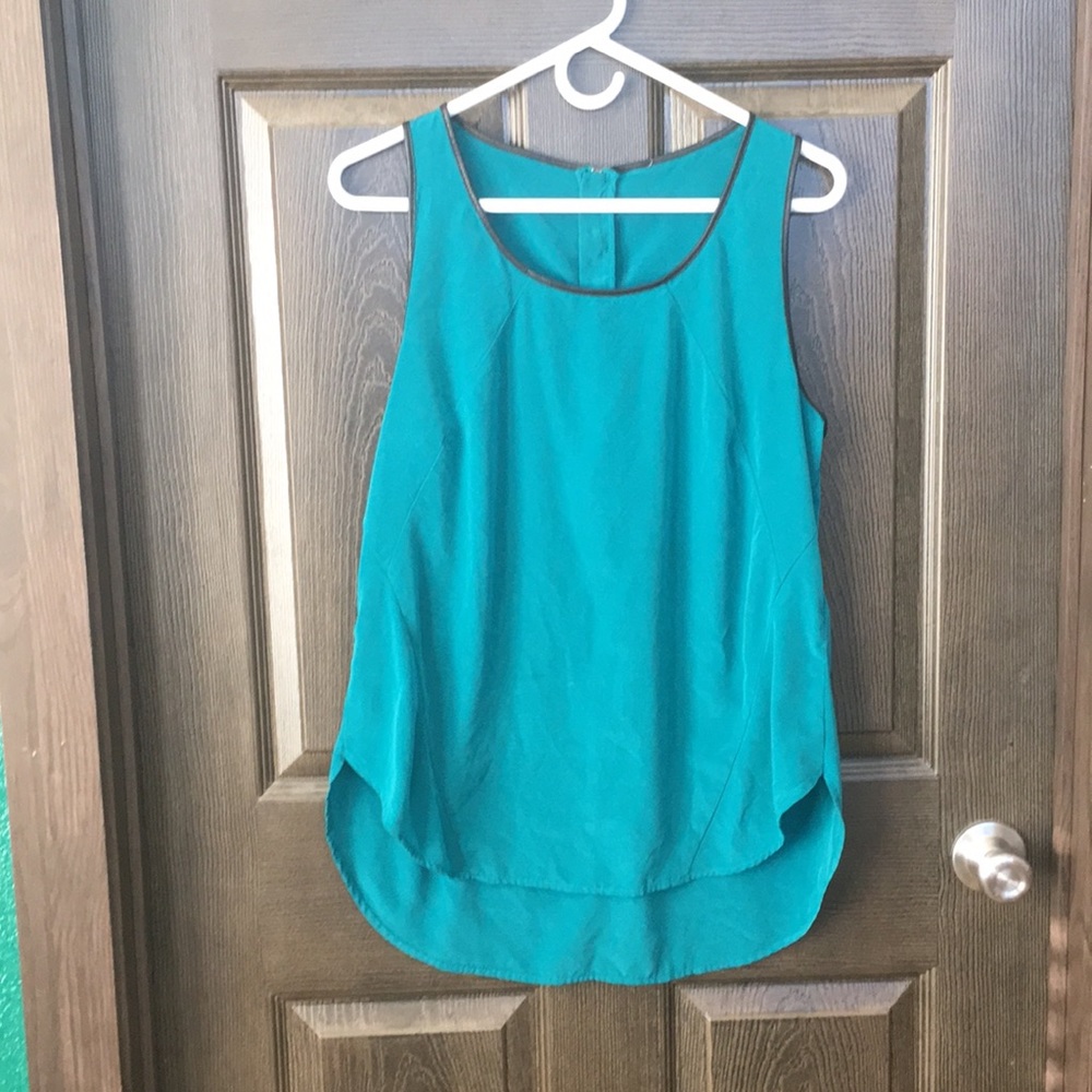 Teal tank tunic with black trim